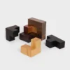 Cube Puzzle en bois et étui en cuir de veau naturel Cube Puzzle en bois et étui en cuir de veau naturel
