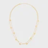Double collier Triomphe Pearl en laiton avec finition dorée et perles en résine