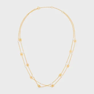 Double collier Triomphe Pearl en laiton avec finition dorée et perles en résine