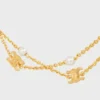 Double collier Triomphe Pearl en laiton avec finition dorée et perles en résine