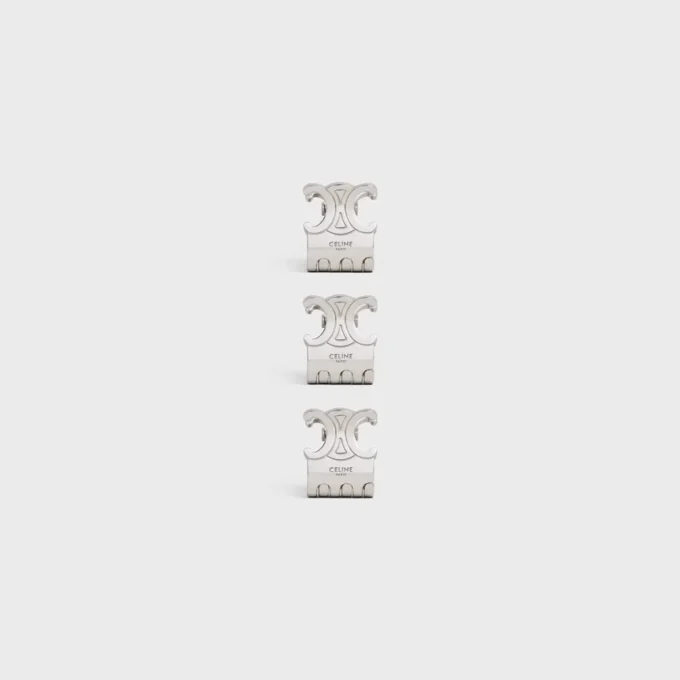 Ensemble CELINE de 3 mini-pinces à cheveux en laiton avec finition rhodiée et acier