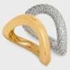 Formes Abstraites Ensemble de bagues en strass et laiton avec finition or et rhodium Formes Abstraites Ensemble de bagues en strass et laiton avec finition or et rhodium