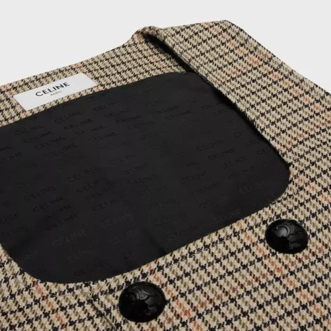 Gilet croisé en laine à motif pied-de-poule