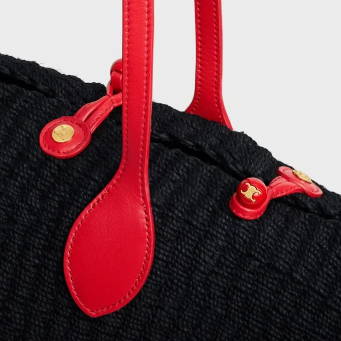 Grand panier à perles Triomphe en sisal et cuir de veau Grand panier à perles Triomphe en sisal et cuir de veau