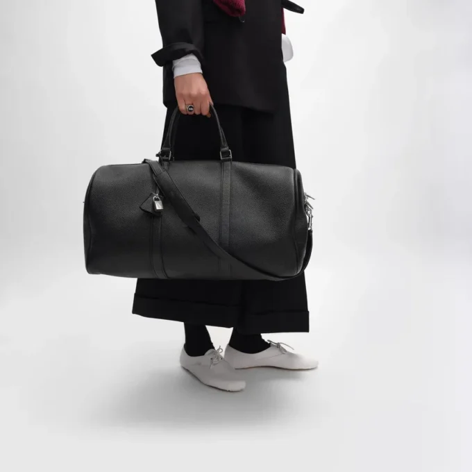 Grand sac de voyage en cuir de veau grainé