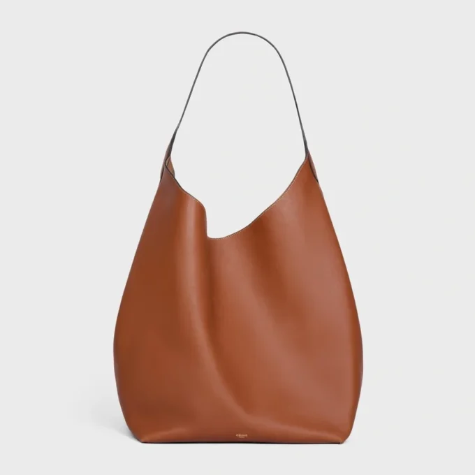 Grand sac Hobo en cuir de veau naturel souple