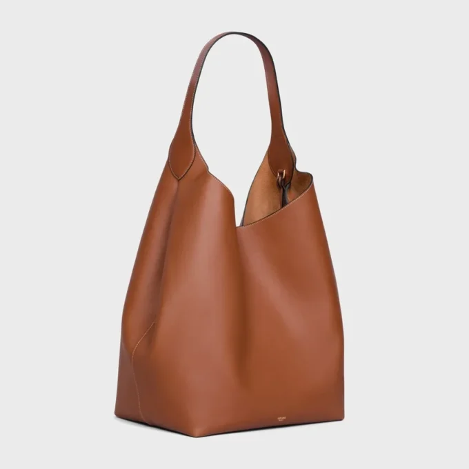 Grand sac Hobo en cuir de veau naturel souple