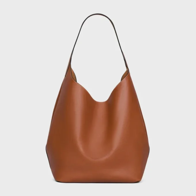 Grand sac Hobo en cuir de veau naturel souple