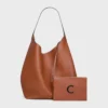 Grand sac Hobo en cuir de veau naturel souple