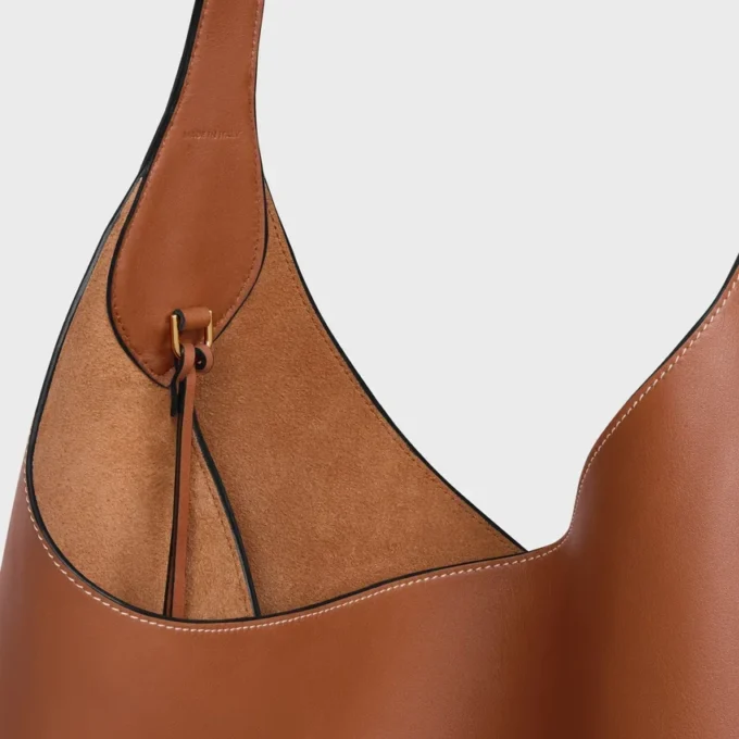 Grand sac Hobo en cuir de veau naturel souple