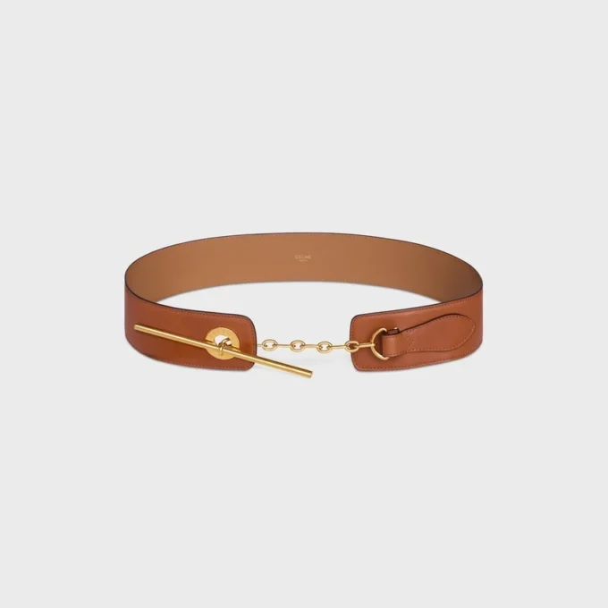 Grande ceinture CELINE à disque de 50 mm en cuir de veau naturel souple
