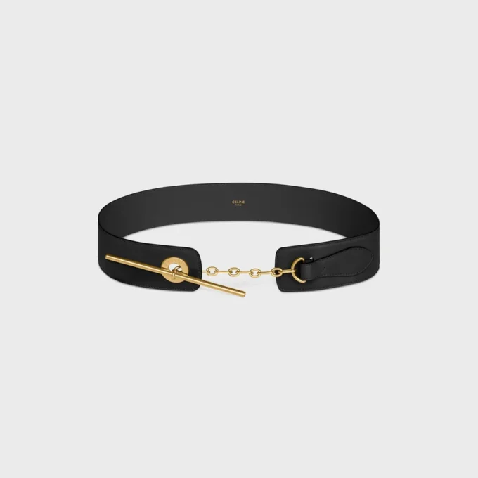 Grande ceinture CELINE à disque de 50 mm en cuir de veau naturel souple