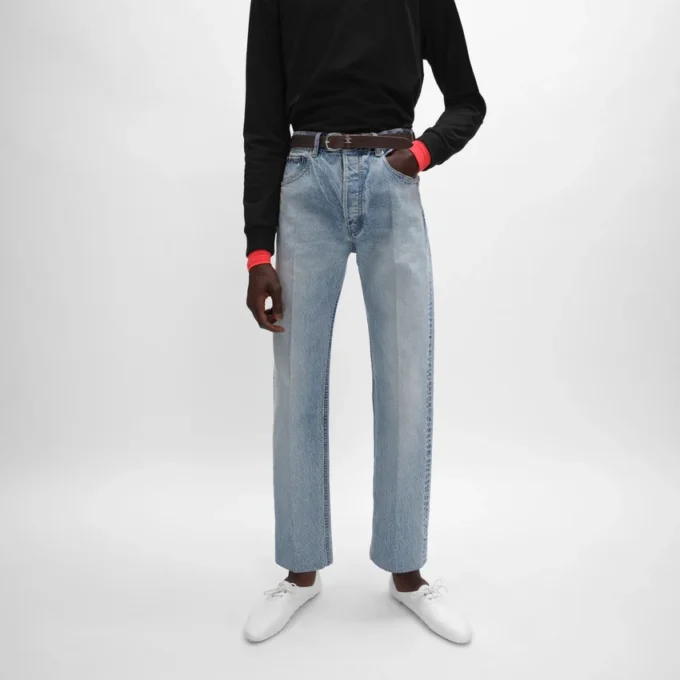 Jean boyfriend 001 en denim de coton Jean boyfriend 001 en denim de coton