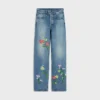 Jean boyfriend brodé 001 en denim de coton Jean boyfriend brodé 001 en denim de coton
