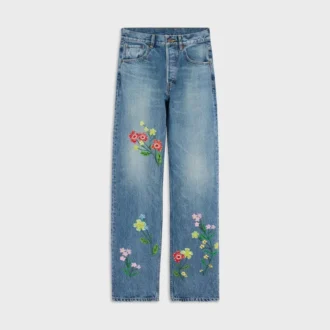 Jean boyfriend brodé 001 en denim de coton