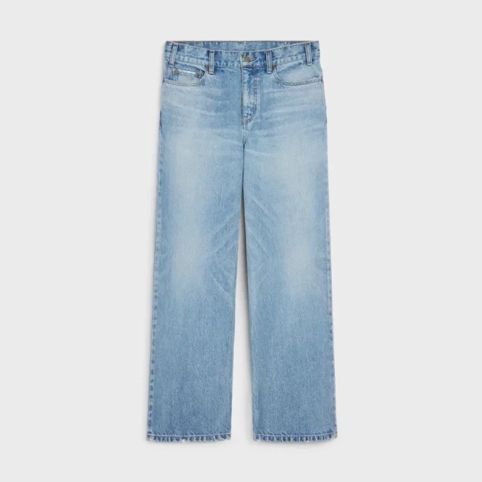 Jean Jolene en denim délavé bleu doré