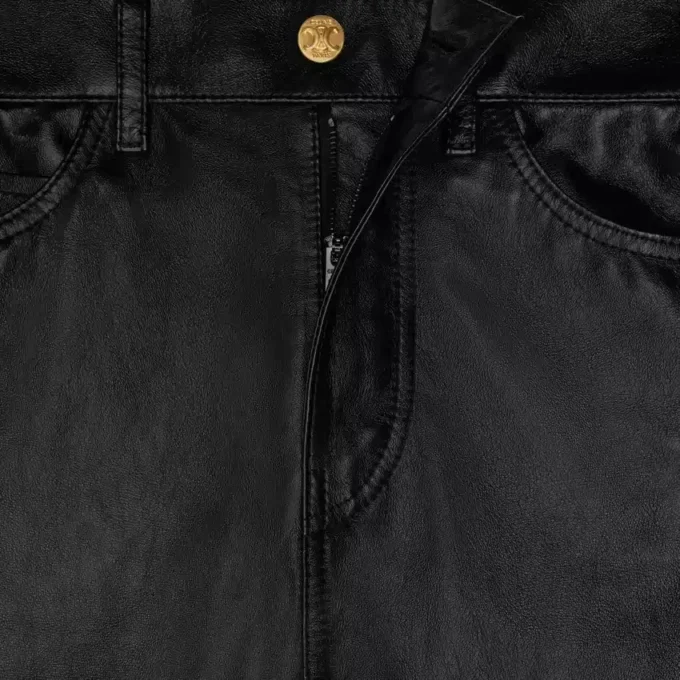 Jean Lulu en cuir d&rsquo;agneau souple
