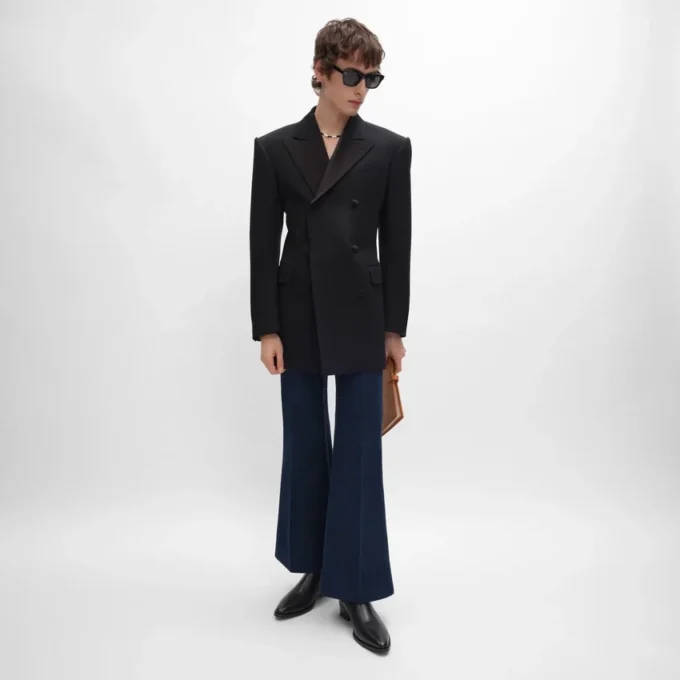 Jean évasé 003 en denim indigo léger