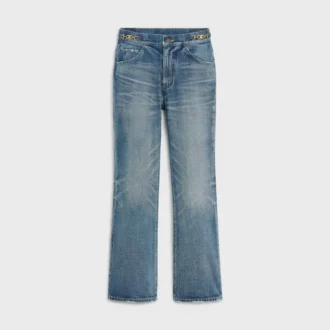 Jean évasé Dylan avec signature en denim de coton