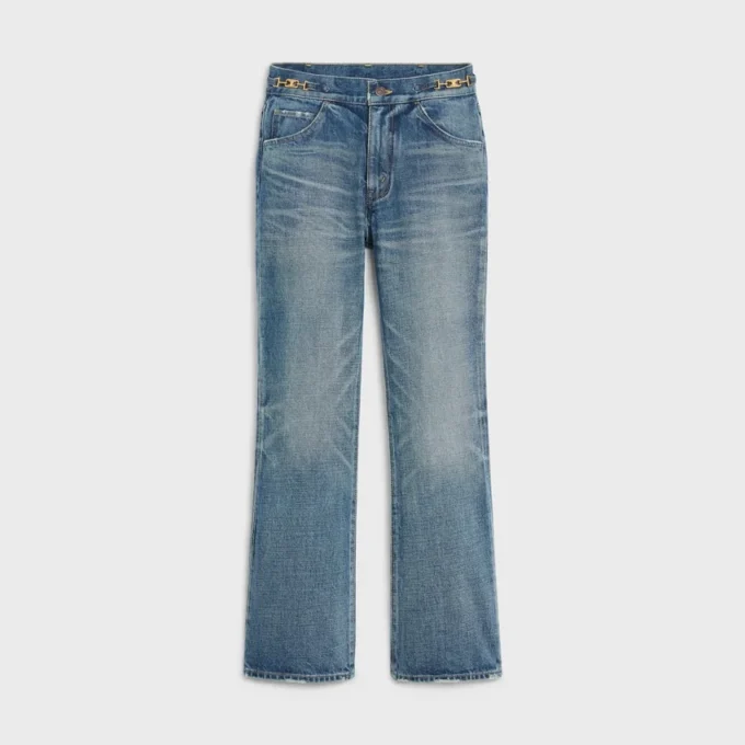 Jean évasé Dylan avec signature en denim de coton