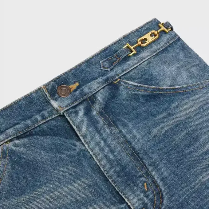 Jean évasé Dylan avec signature en denim de coton