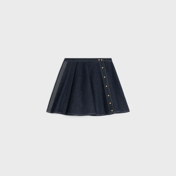 Jupe à basque en denim de coton léger