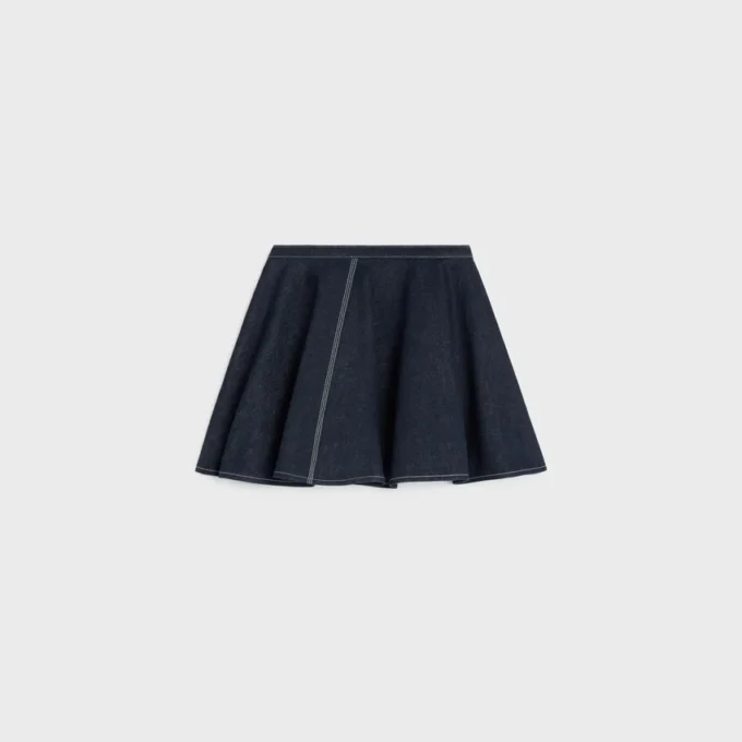 Jupe à basque en denim de coton léger
