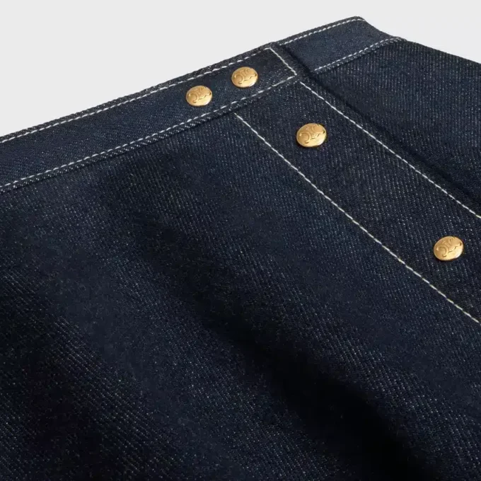 Jupe à basque en denim de coton léger
