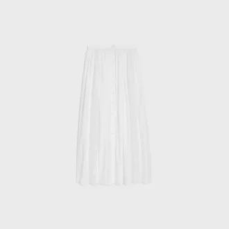 Jupe midi brodée en coton cambric