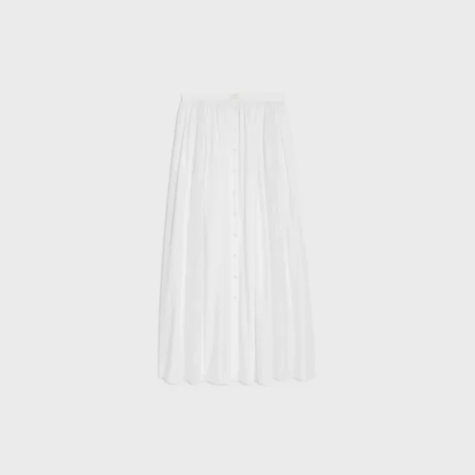 Jupe midi brodée en coton cambric Jupe midi brodée en coton cambric