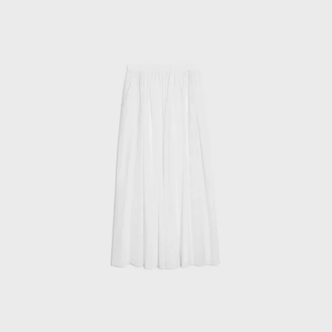 Jupe midi brodée en coton cambric Jupe midi brodée en coton cambric