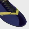 La basket plate en gros-grain, velours, cuir de veau suédé et cuir d&rsquo;agneau