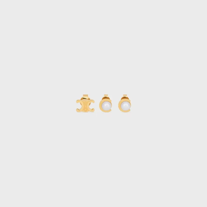 Les Perles CELINE Lot de 3 clous d’oreilles en perles de résine et laiton avec finition dorée Les Perles CELINE Lot de 3 clous d’oreilles en perles de résine et laiton avec finition dorée