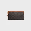 Longue pochette avec bandoulière en Triomphe Canvas et cuir de veau