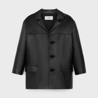Manteau court en cuir d&rsquo;agneau souple