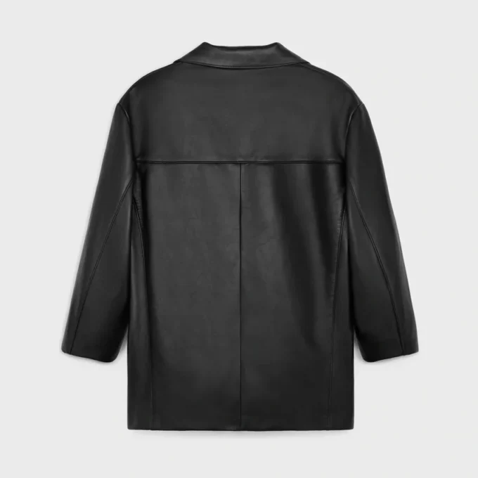 Manteau court en cuir d&rsquo;agneau souple