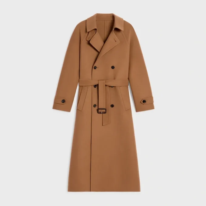 Manteau croisé en laine et cachemire double face