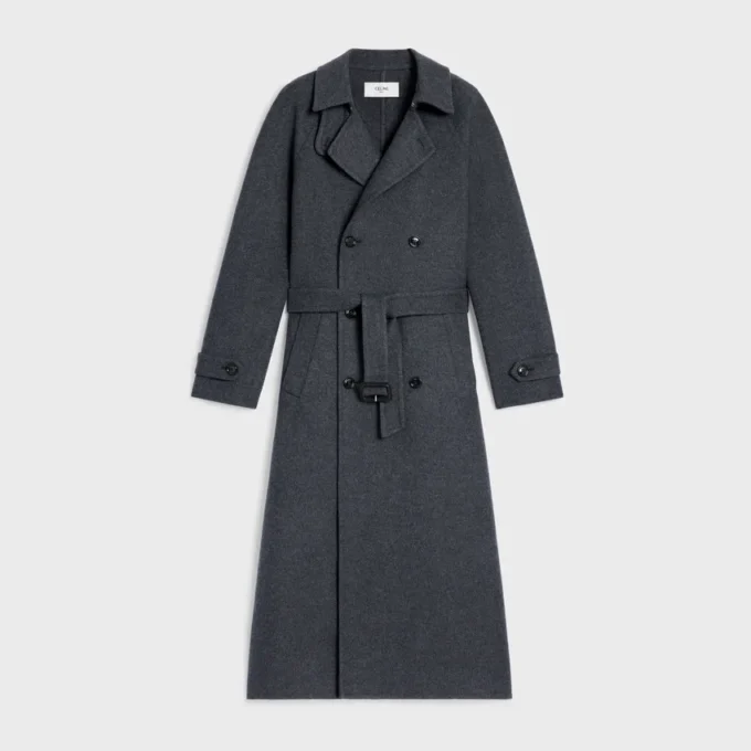 Manteau croisé en laine et cachemire double face