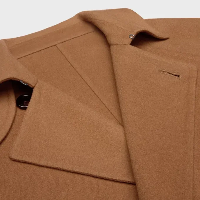 Manteau croisé en laine et cachemire double face