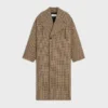 Manteau en laine à motif pied-de-poule