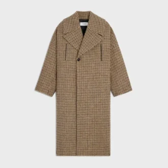 Manteau en laine à motif pied-de-poule