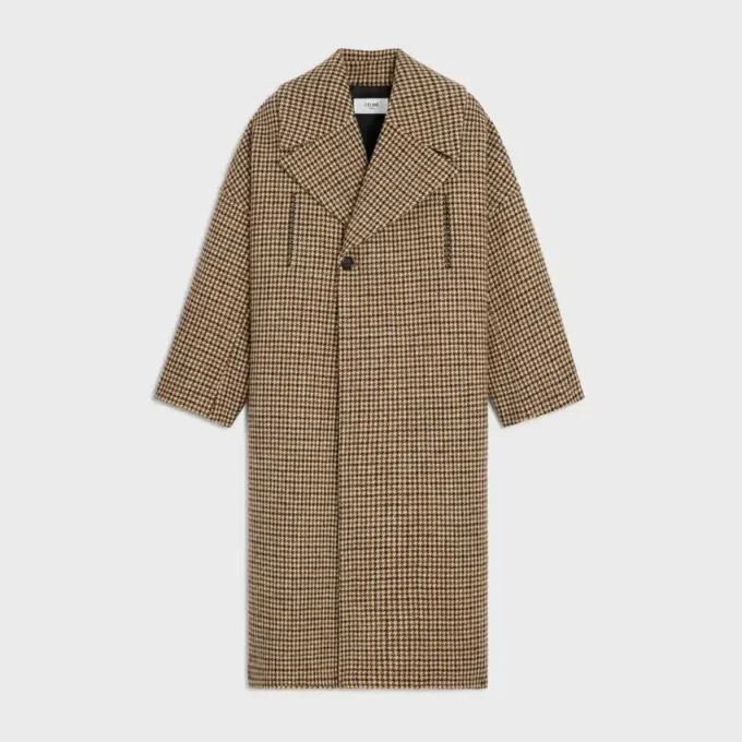Manteau en laine à motif pied-de-poule