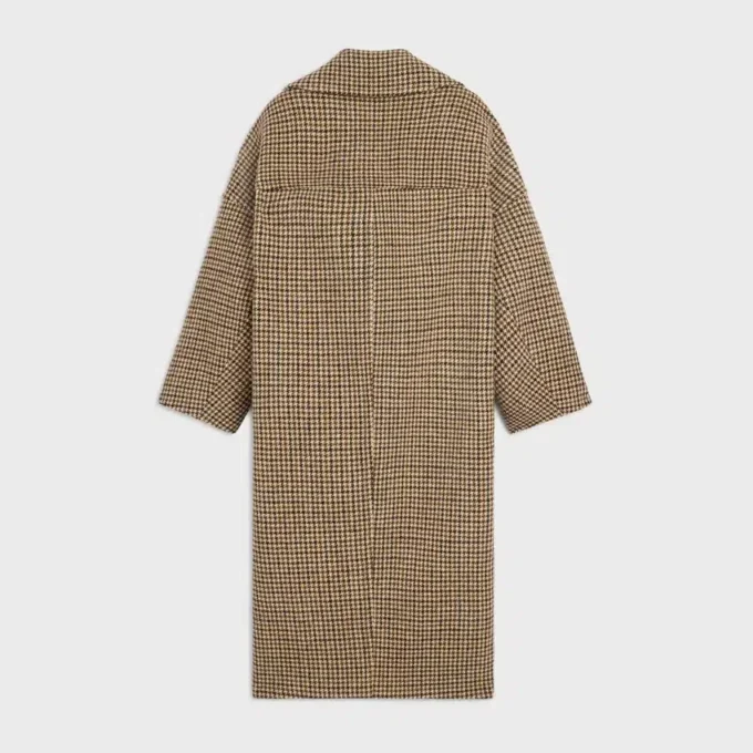 Manteau en laine à motif pied-de-poule