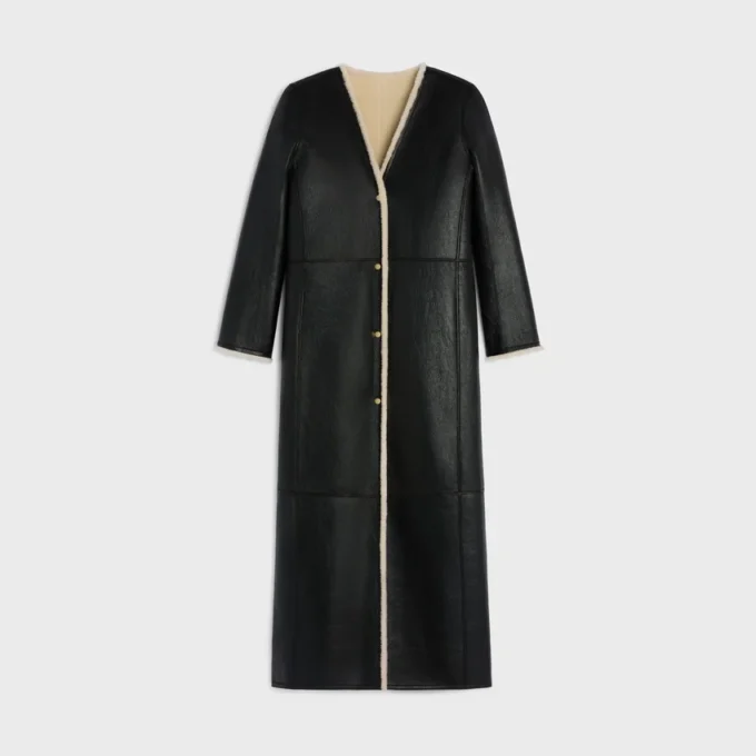 Manteau long en peau d&rsquo;agneau