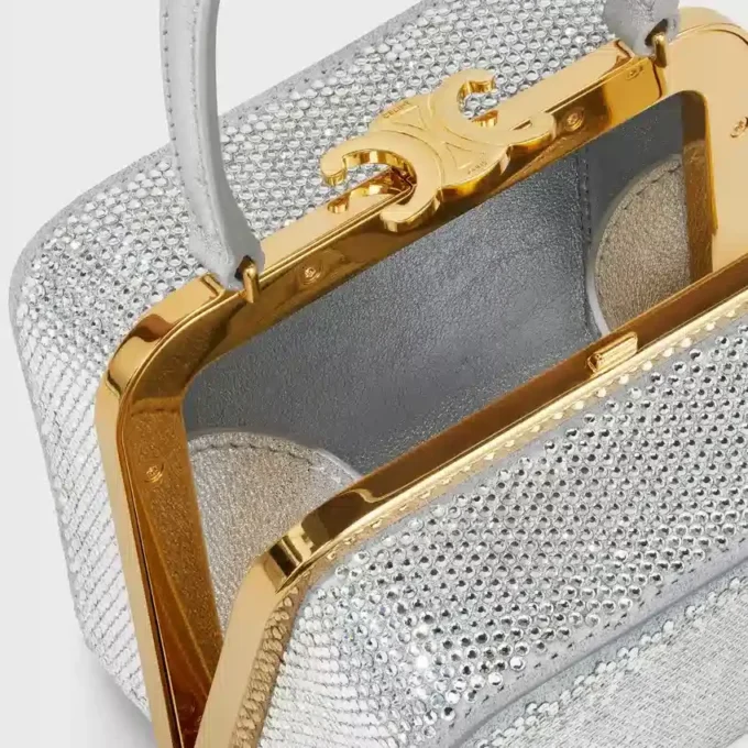 Minaudière CELINE Lana en cuir de veau suédé avec strass