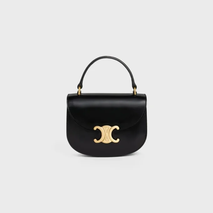Mini Besace Clea en cuir de veau brillant Mini Besace Clea en cuir de veau brillant