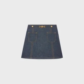 Mini-jupe Trapeze en denim délavé brut