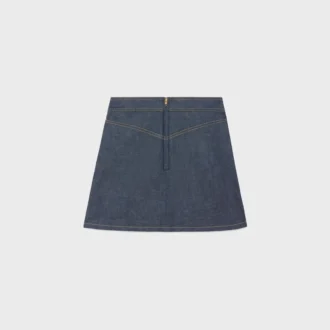 Mini-jupe Trapeze en denim délavé brut