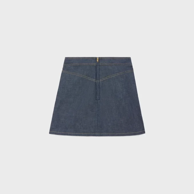Mini-jupe Trapeze en denim délavé brut