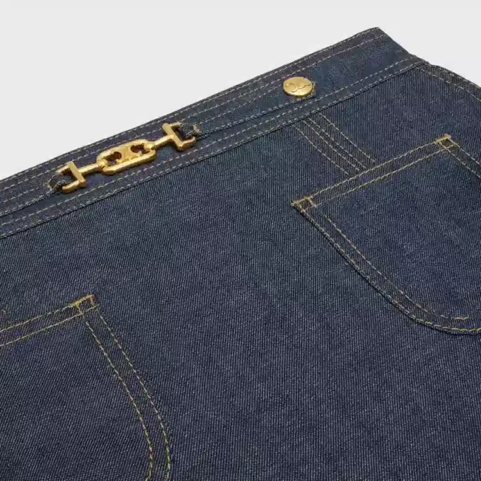 Mini-jupe Trapeze en denim délavé brut